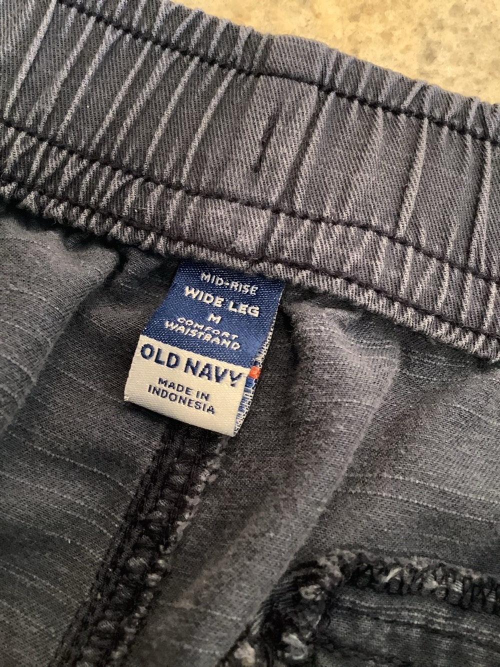 Old Navy Blue Cargo Pants - Elastic Waist Drawstring Wide Leg Size Medium - Picture 7 of 8